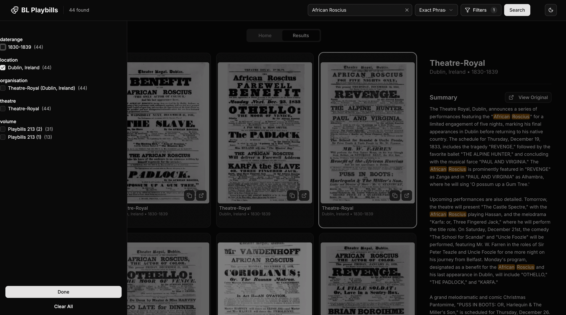 Filters and Settings Screenshot
